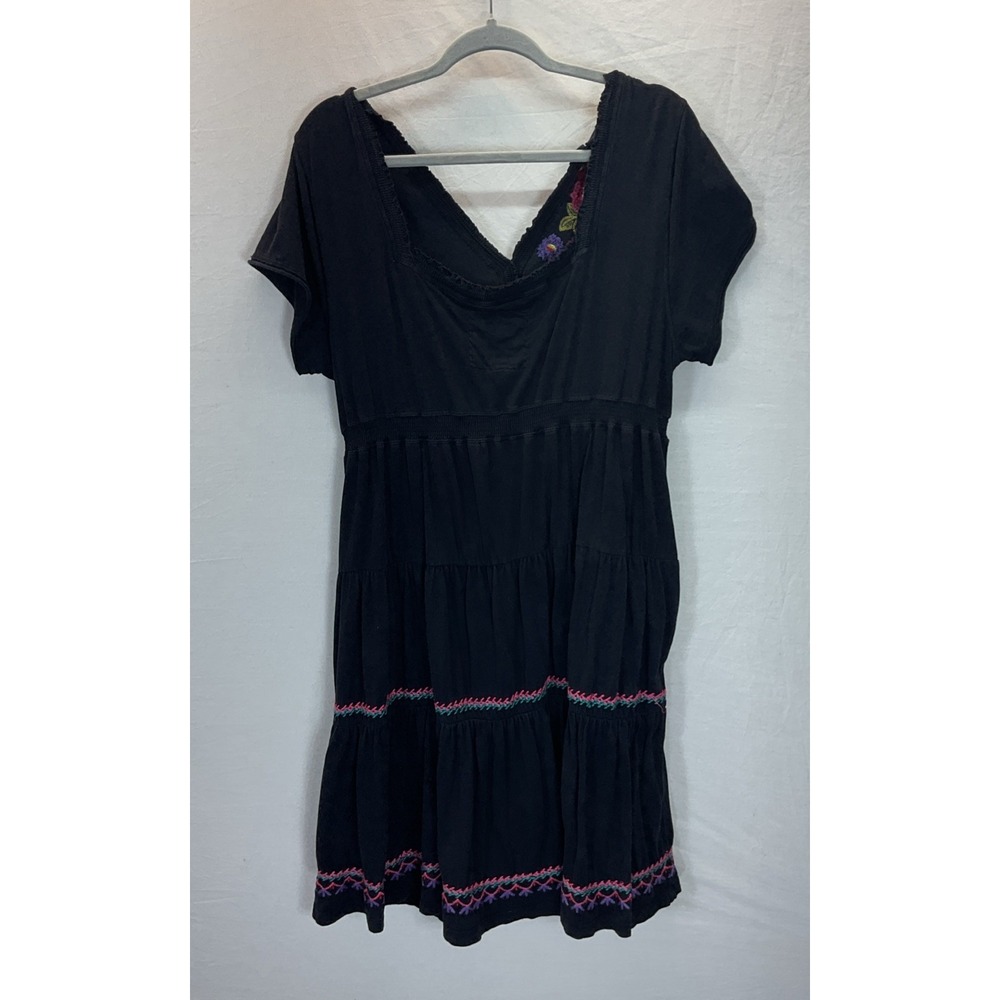 Johnny Was Nya Tiered Floral Embroidery Knit Black Boho Dress Size XXL‎ casual - Picture 2 of 9